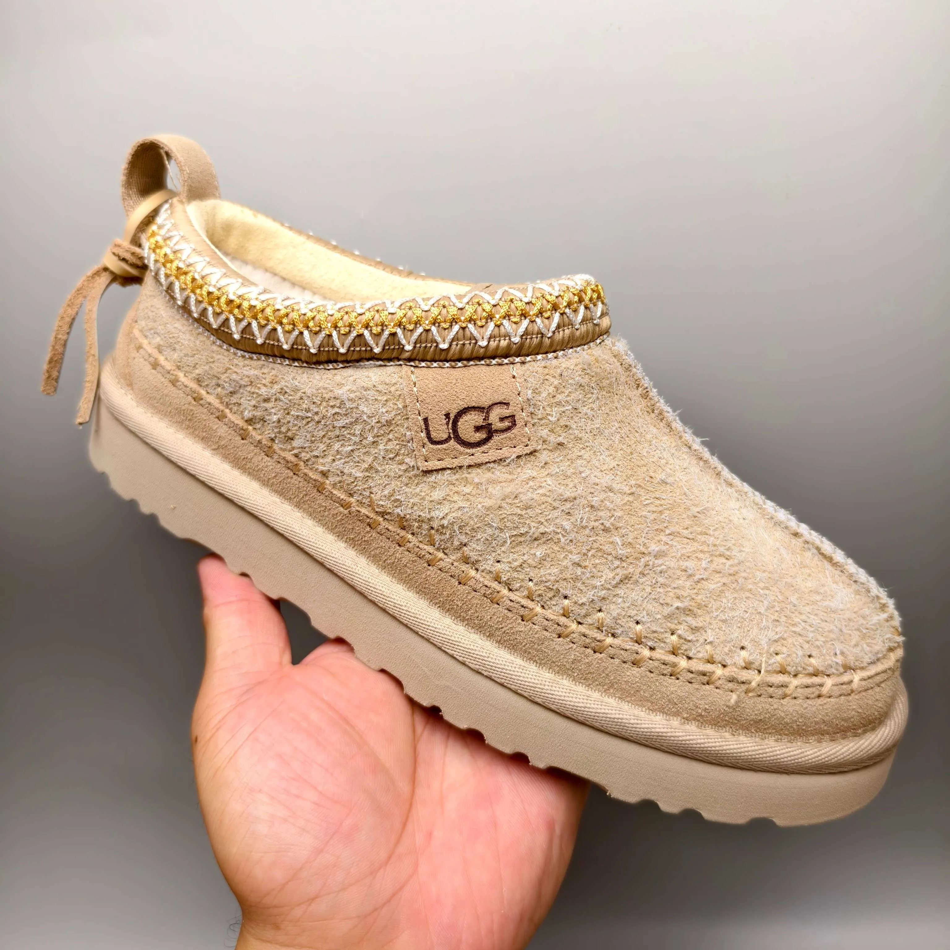 💰520 UGG sheepskin all-in-one snow boots 1444 ethnic style anti-suede back strap women's shoes color: sand brown matching size: 35-40